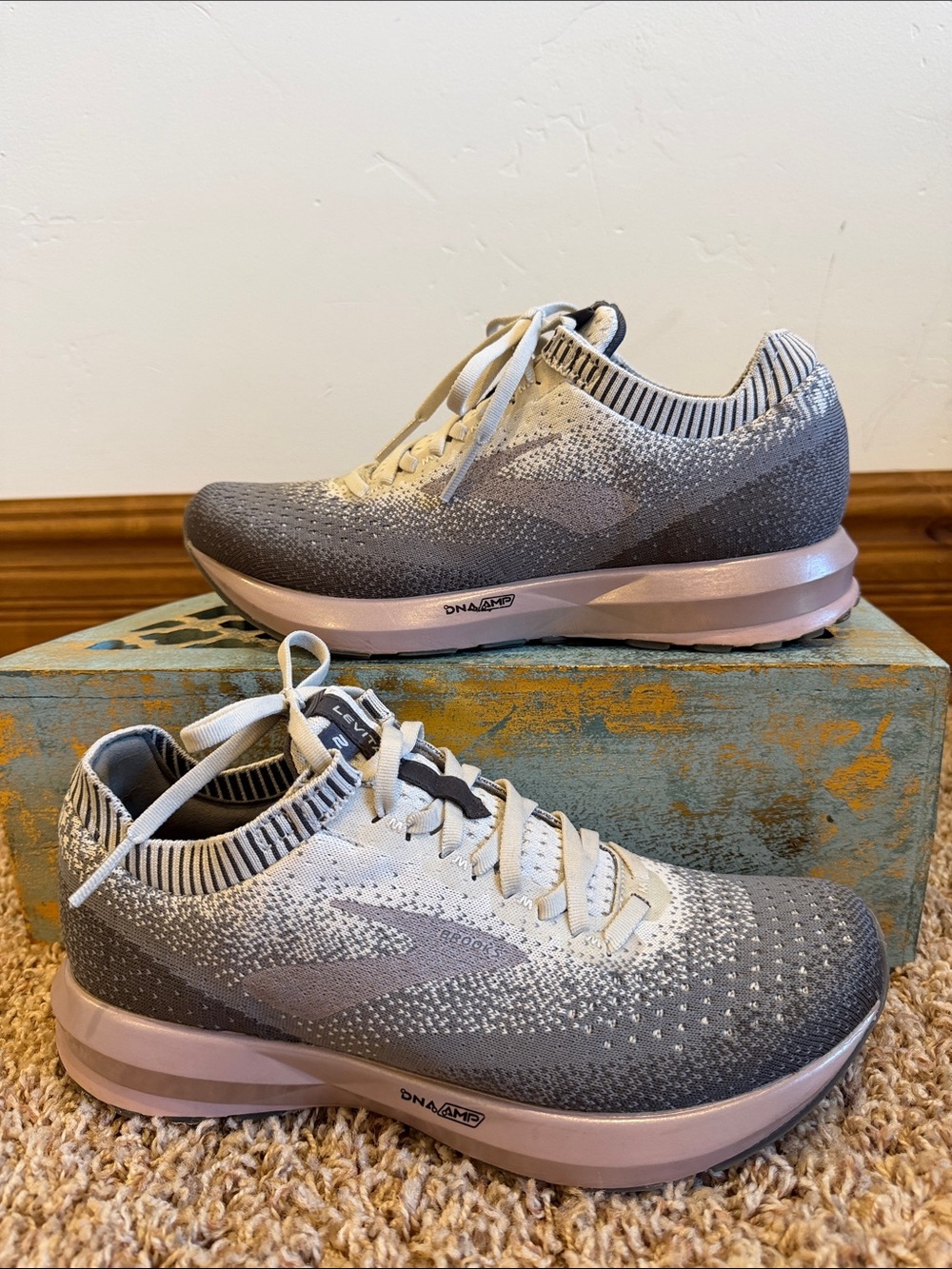 Brooks Levitate 2 Knit Sneakers - Gray and Light Lavender 8.5